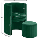 Meridian Selena Green Velvet Accent Chair and Ottoman Set IMAGE 6