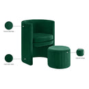 Meridian Selena Green Velvet Accent Chair and Ottoman Set IMAGE 7