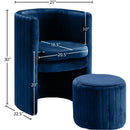 Meridian Selena Navy Velvet Accent Chair and Ottoman Set IMAGE 6