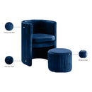 Meridian Selena Navy Velvet Accent Chair and Ottoman Set IMAGE 7