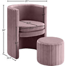 Meridian Selena Pink Velvet Accent Chair and Ottoman Set IMAGE 6