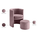 Meridian Selena Pink Velvet Accent Chair and Ottoman Set IMAGE 7