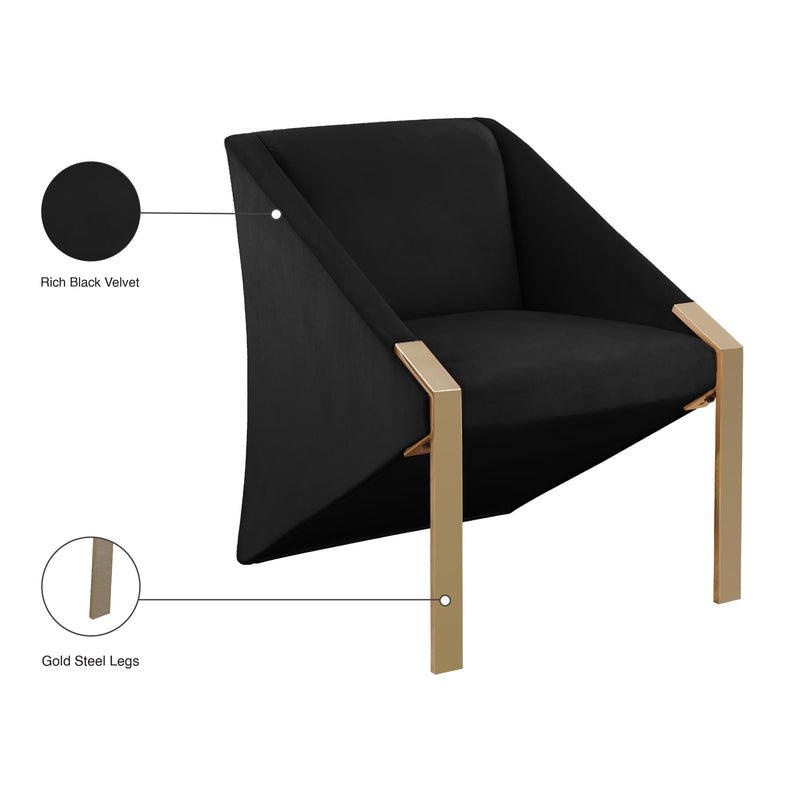 Meridian Rivet Black Velvet Accent Chair IMAGE 6