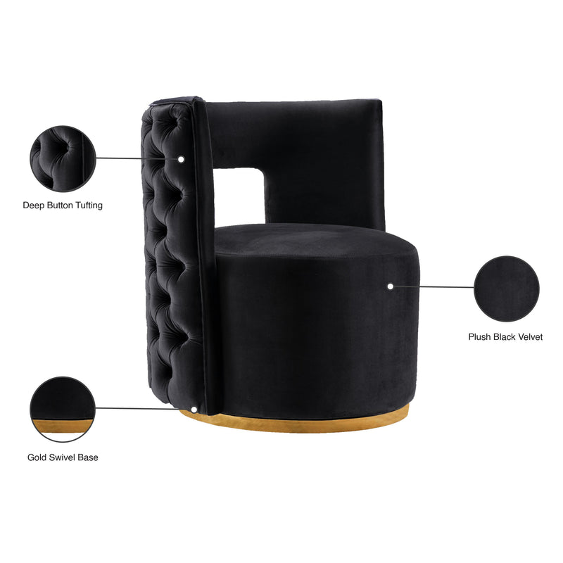 Meridian Theo Black Velvet Accent Chair IMAGE 6
