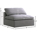 Meridian Serene Grey Linen Textured Fabric Deluxe Comfort Modular Armless Chair IMAGE 6