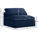 Meridian Serene Navy Linen Textured Fabric Deluxe Comfort Modular Armless Chair IMAGE 6