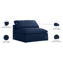 Meridian Serene Navy Linen Textured Fabric Deluxe Comfort Modular Armless Chair IMAGE 7