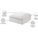Meridian Serene Cream Linen Textured Fabric Deluxe Comfort Modular Ottoman IMAGE 5
