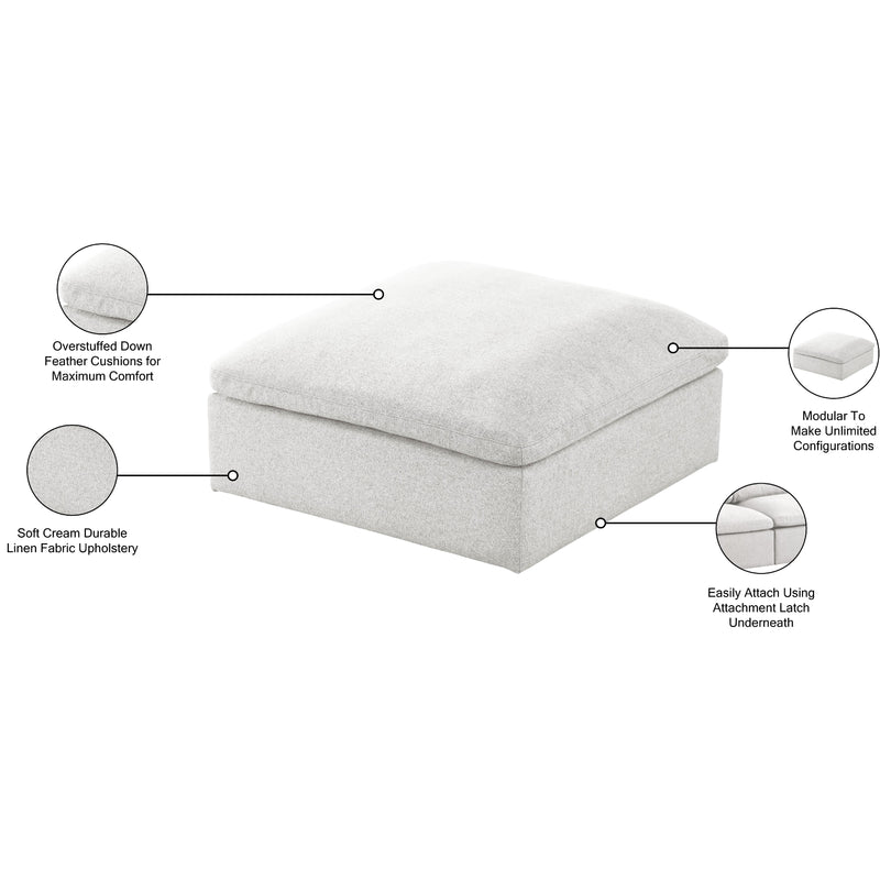 Meridian Serene Cream Linen Textured Fabric Deluxe Comfort Modular Ottoman IMAGE 5