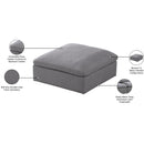 Meridian Serene Grey Linen Textured Fabric Deluxe Comfort Modular Ottoman IMAGE 5