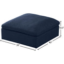 Meridian Serene Navy Linen Textured Fabric Deluxe Comfort Modular Ottoman IMAGE 4