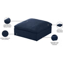 Meridian Serene Navy Linen Textured Fabric Deluxe Comfort Modular Ottoman IMAGE 5