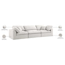 Meridian Serene Cream Linen Textured Fabric Deluxe Comfort Modular Sofa IMAGE 9