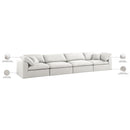 Meridian Serene Cream Linen Textured Fabric Deluxe Comfort Modular Sofa IMAGE 9