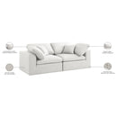 Meridian Serene Cream Linen Textured Fabric Deluxe Comfort Modular Sofa IMAGE 9