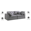 Meridian Serene Grey Linen Textured Fabric Deluxe Comfort Modular Sofa IMAGE 9
