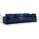 Meridian Serene Navy Linen Textured Fabric Deluxe Comfort Modular Sofa IMAGE 8