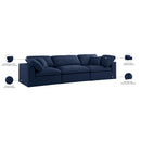Meridian Serene Navy Linen Textured Fabric Deluxe Comfort Modular Sofa IMAGE 9