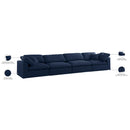 Meridian Serene Navy Linen Textured Fabric Deluxe Comfort Modular Sofa IMAGE 9