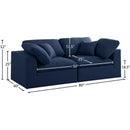 Meridian Serene Navy Linen Textured Fabric Deluxe Comfort Modular Sofa IMAGE 8