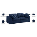 Meridian Serene Navy Linen Textured Fabric Deluxe Comfort Modular Sofa IMAGE 9