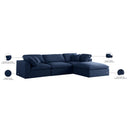 Meridian Serene Navy Linen Textured Fabric Deluxe Comfort Modular Sectional IMAGE 13