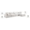 Meridian Serene Cream Linen Textured Fabric Deluxe Comfort Modular Sectional IMAGE 13