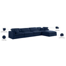 Meridian Serene Navy Linen Textured Fabric Deluxe Comfort Modular Sectional IMAGE 12