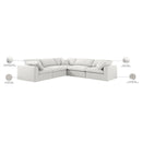Meridian Serene Cream Linen Textured Fabric Deluxe Comfort Modular Sectional IMAGE 8