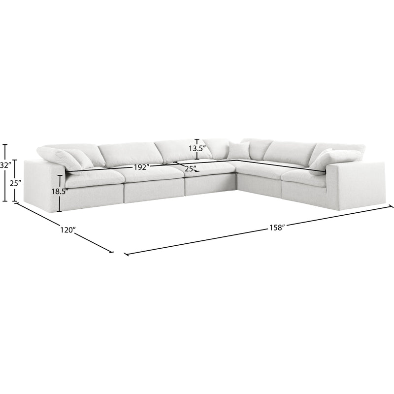 Meridian Serene Cream Linen Textured Fabric Deluxe Comfort Modular Sectional IMAGE 10