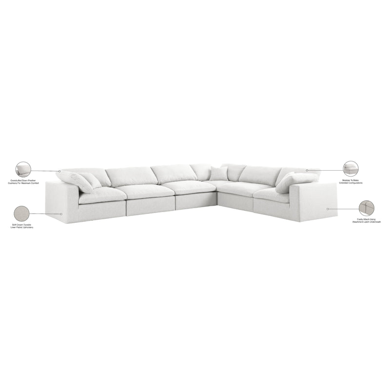 Meridian Serene Cream Linen Textured Fabric Deluxe Comfort Modular Sectional IMAGE 11