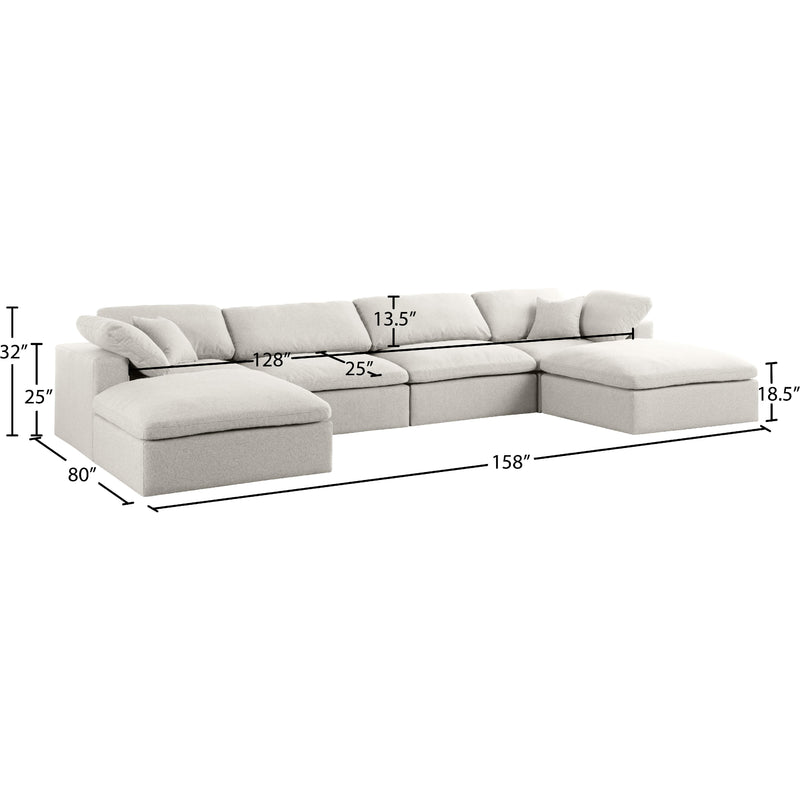 Meridian Serene Cream Linen Textured Fabric Deluxe Comfort Modular Sectional IMAGE 8