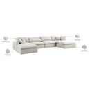 Meridian Serene Cream Linen Textured Fabric Deluxe Comfort Modular Sectional IMAGE 9