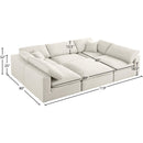 Meridian Serene Cream Linen Textured Fabric Deluxe Comfort Modular Sectional IMAGE 7