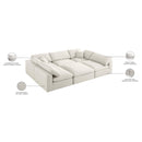 Meridian Serene Cream Linen Textured Fabric Deluxe Comfort Modular Sectional IMAGE 8