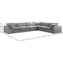 Meridian Serene Grey Linen Textured Fabric Deluxe Comfort Modular Sectional IMAGE 10