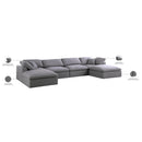 Meridian Serene Grey Linen Textured Fabric Deluxe Comfort Modular Sectional IMAGE 7