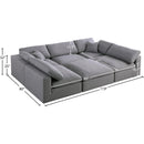 Meridian Serene Grey Linen Textured Fabric Deluxe Comfort Modular Sectional IMAGE 7