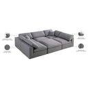 Meridian Serene Grey Linen Textured Fabric Deluxe Comfort Modular Sectional IMAGE 8