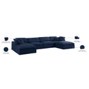 Meridian Serene Navy Linen Textured Fabric Deluxe Comfort Modular Sectional IMAGE 9