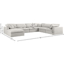 Meridian Serene Cream Linen Textured Fabric Deluxe Comfort Modular Sectional IMAGE 10