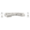 Meridian Serene Cream Linen Textured Fabric Deluxe Comfort Modular Sectional IMAGE 11