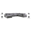 Meridian Serene Grey Linen Textured Fabric Deluxe Comfort Modular Sectional IMAGE 11
