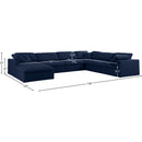 Meridian Serene Navy Linen Textured Fabric Deluxe Comfort Modular Sectional IMAGE 10
