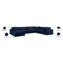 Meridian Serene Navy Linen Textured Fabric Deluxe Comfort Modular Sectional IMAGE 11