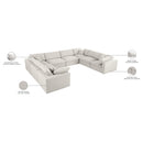 Meridian Serene Cream Linen Textured Fabric Deluxe Comfort Modular Sectional IMAGE 10