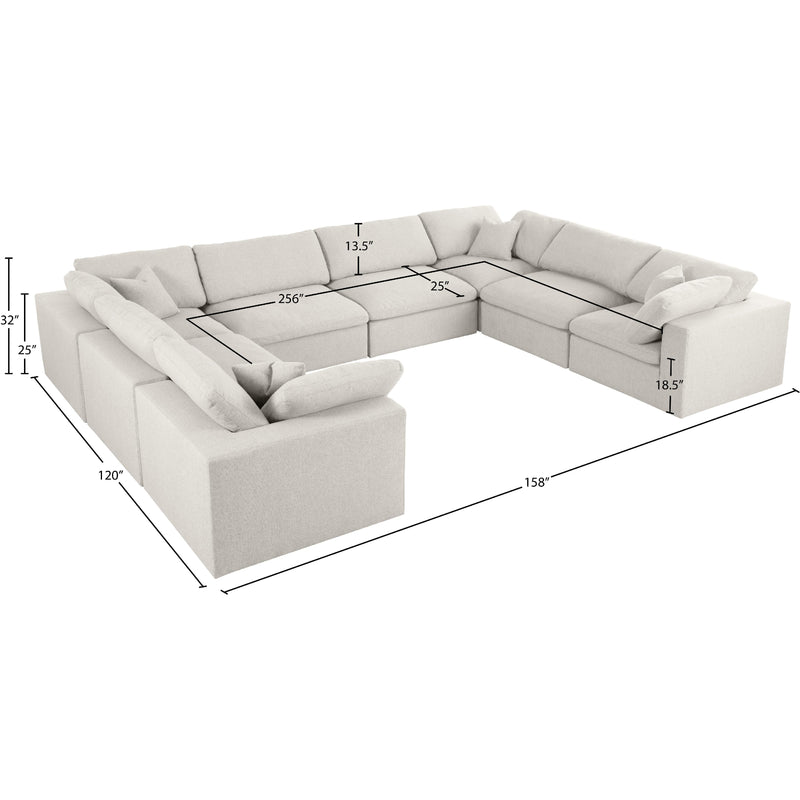 Meridian Serene Cream Linen Textured Fabric Deluxe Comfort Modular Sectional IMAGE 9