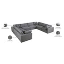 Meridian Serene Grey Linen Textured Fabric Deluxe Comfort Modular Sectional IMAGE 8