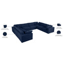 Meridian Serene Navy Linen Textured Fabric Deluxe Comfort Modular Sectional IMAGE 10