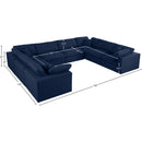 Meridian Serene Navy Linen Textured Fabric Deluxe Comfort Modular Sectional IMAGE 9